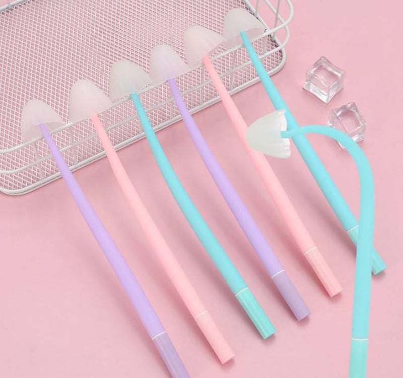Funny live 6 Pcs/Set Mushroom Rollerball Pens, Bendable Gel Rollerball Pens Free to Bend, Soft Leaves Touch Comfortably, 0.5mm Black Ink, Office Home Bedroom Decoration - Image 3
